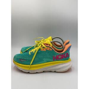 Hoka One One Clifton 9 Mens Size 8 B Blue Green Athletic Running Shoes Sneakers